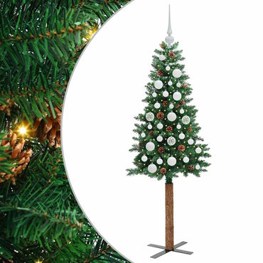 vidaXL Schlanker Weihnachtsbaum mit 150 LEDs mit Ständer Grün 150 cm