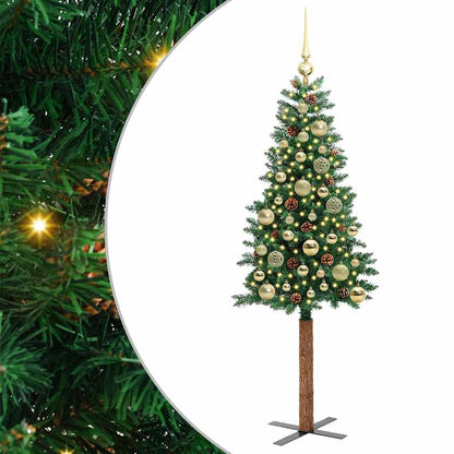 vidaXL Schlanker Weihnachtsbaum mit 150 LEDs mit Ständer Grün 150 cm