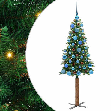 vidaXL Schlanker Weihnachtsbaum mit 150 LEDs mit Ständer Grün 150 cm