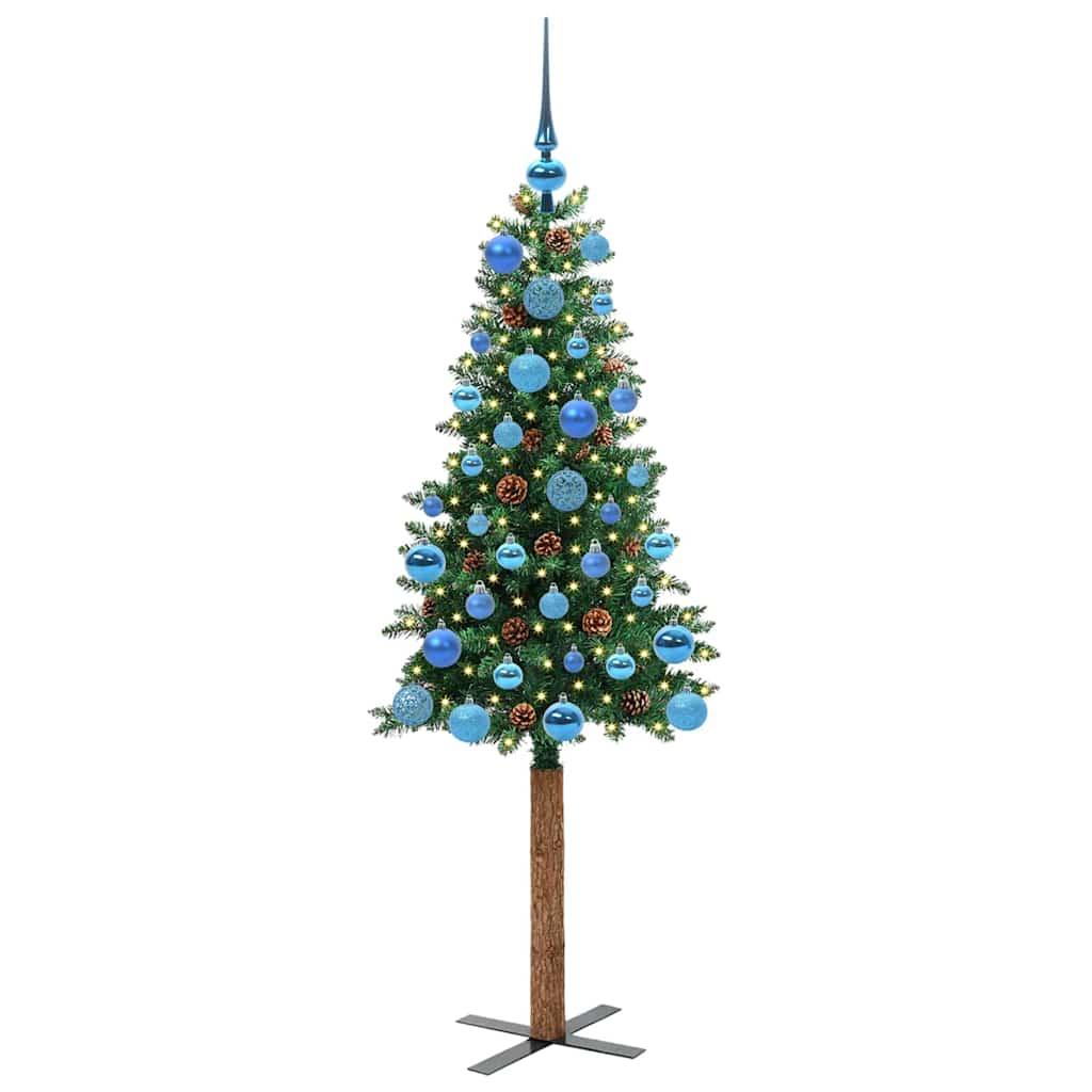 Schlanker Weihnachtsbaum mit 150 LEDs mit Ständer Grün 150 cm