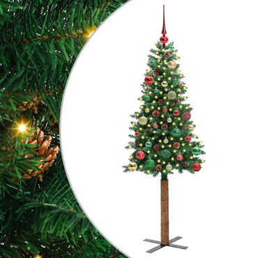 vidaXL Schlanker Weihnachtsbaum mit 150 LEDs mit Ständer Grün 150 cm