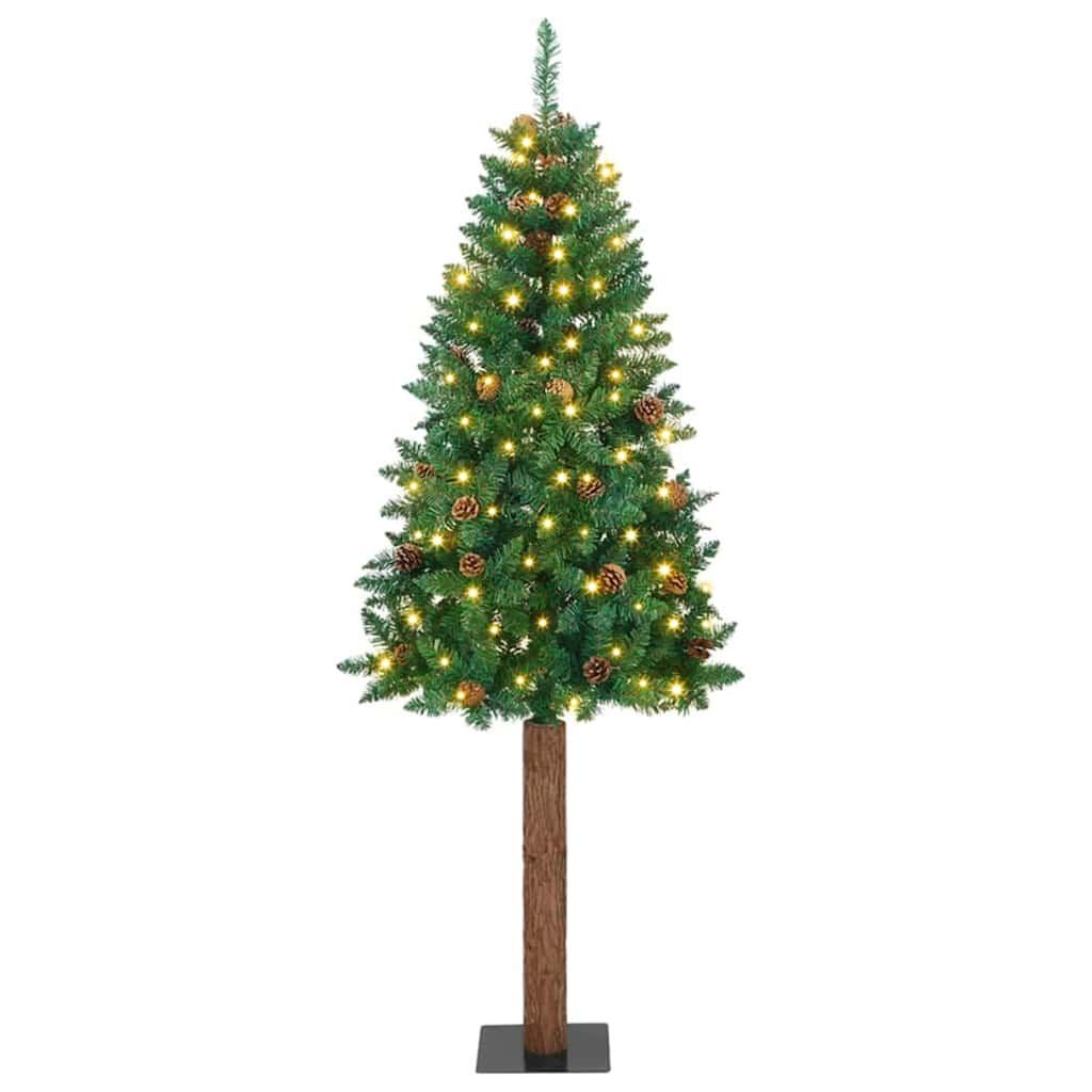 vidaXL Schlanker Weihnachtsbaum mit 300 LEDs mit Ständer Grün 180 cm
