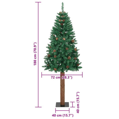 vidaXL Schlanker Weihnachtsbaum mit 300 LEDs mit Ständer Grün 180 cm