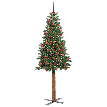 vidaXL Schlanker Weihnachtsbaum mit 300 LEDs mit Ständer Grün 180 cm