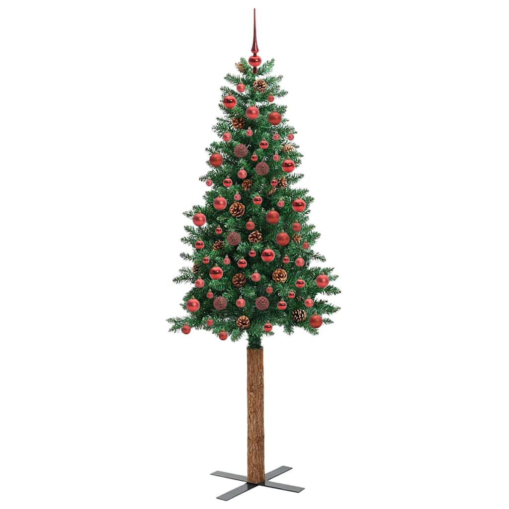 vidaXL Schlanker Weihnachtsbaum mit 300 LEDs mit Ständer Grün 180 cm