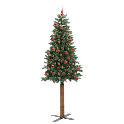 vidaXL Schlanker Weihnachtsbaum mit 300 LEDs mit Ständer Grün 180 cm