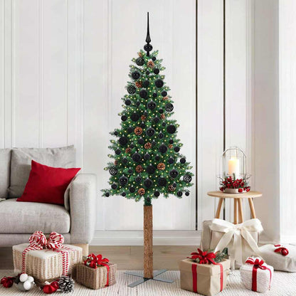 vidaXL Schlanker Weihnachtsbaum mit 300 LEDs mit Ständer Grün 180 cm