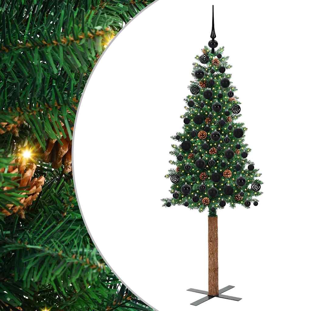 vidaXL Schlanker Weihnachtsbaum mit 300 LEDs mit Ständer Grün 180 cm