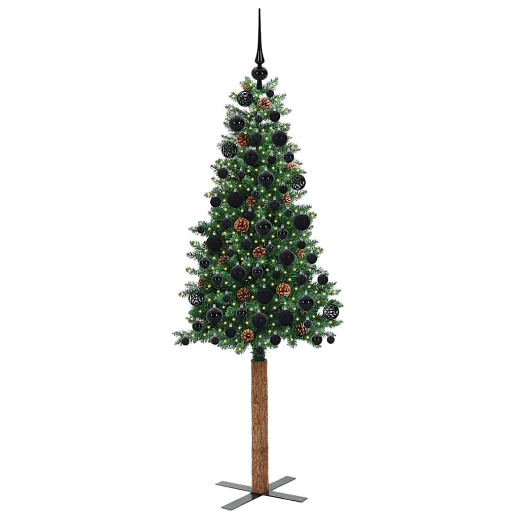 vidaXL Schlanker Weihnachtsbaum mit 300 LEDs mit Ständer Grün 180 cm