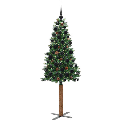 vidaXL Schlanker Weihnachtsbaum mit 300 LEDs mit Ständer Grün 180 cm