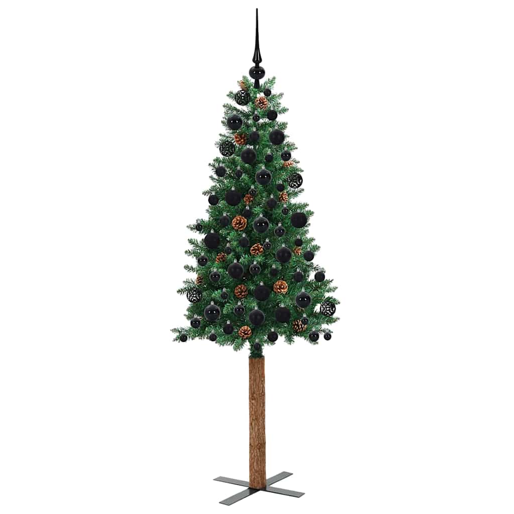 vidaXL Schlanker Weihnachtsbaum mit 300 LEDs mit Ständer Grün 180 cm