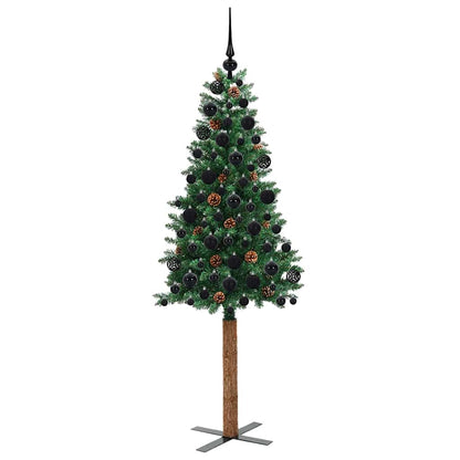 vidaXL Schlanker Weihnachtsbaum mit 300 LEDs mit Ständer Grün 180 cm