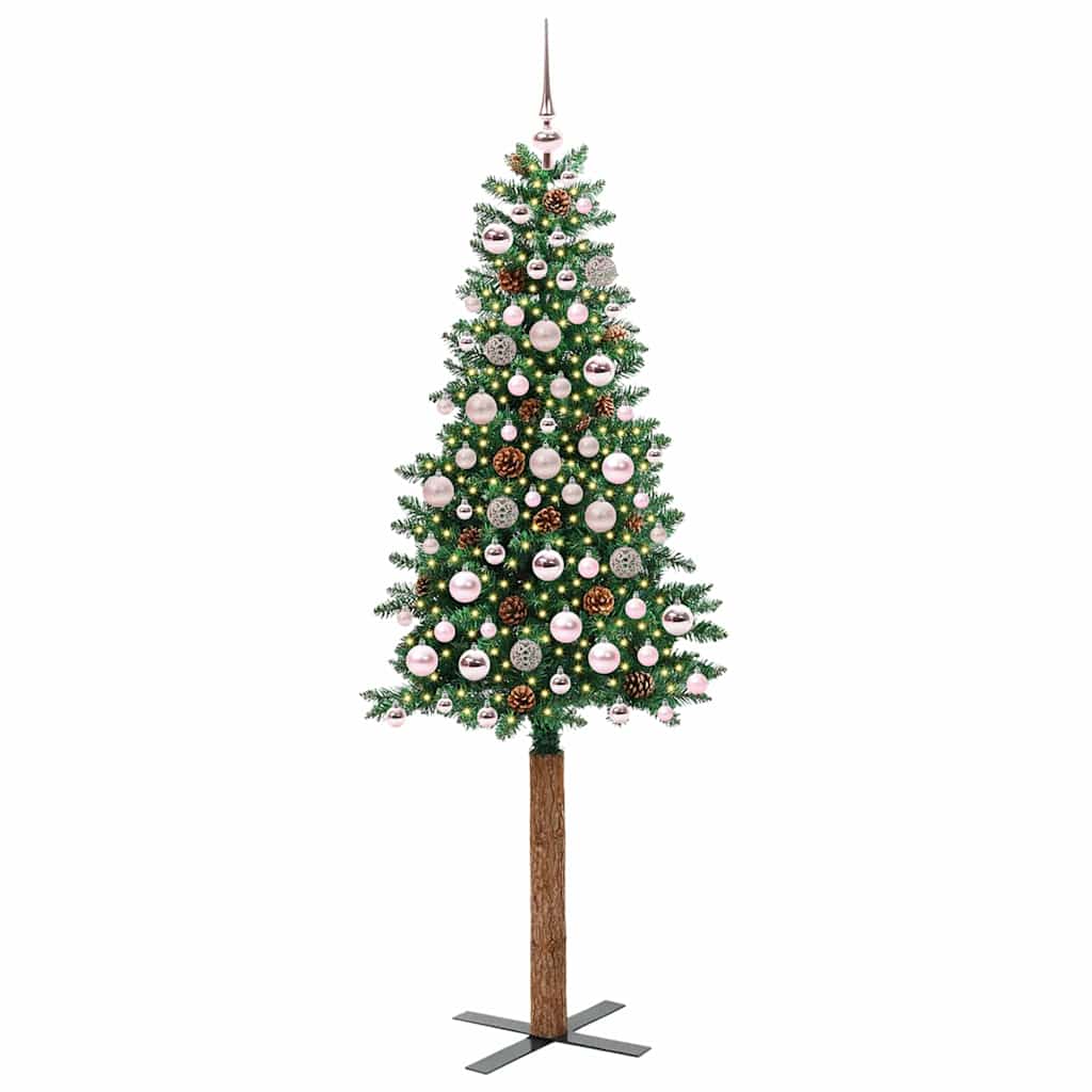 vidaXL Schlanker Weihnachtsbaum mit 300 LEDs mit Ständer Grün 180 cm