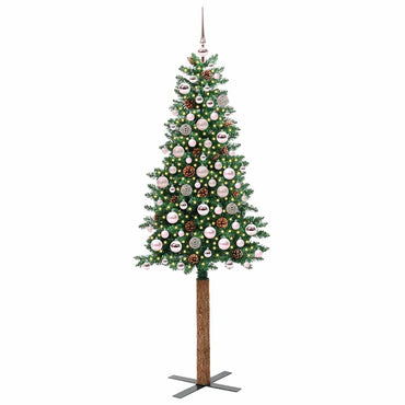 vidaXL Schlanker Weihnachtsbaum mit 300 LEDs mit Ständer Grün 180 cm