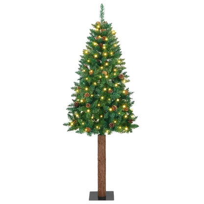 Schlanker Weihnachtsbaum mit 300 LEDs mit Ständer Grün 210 cm