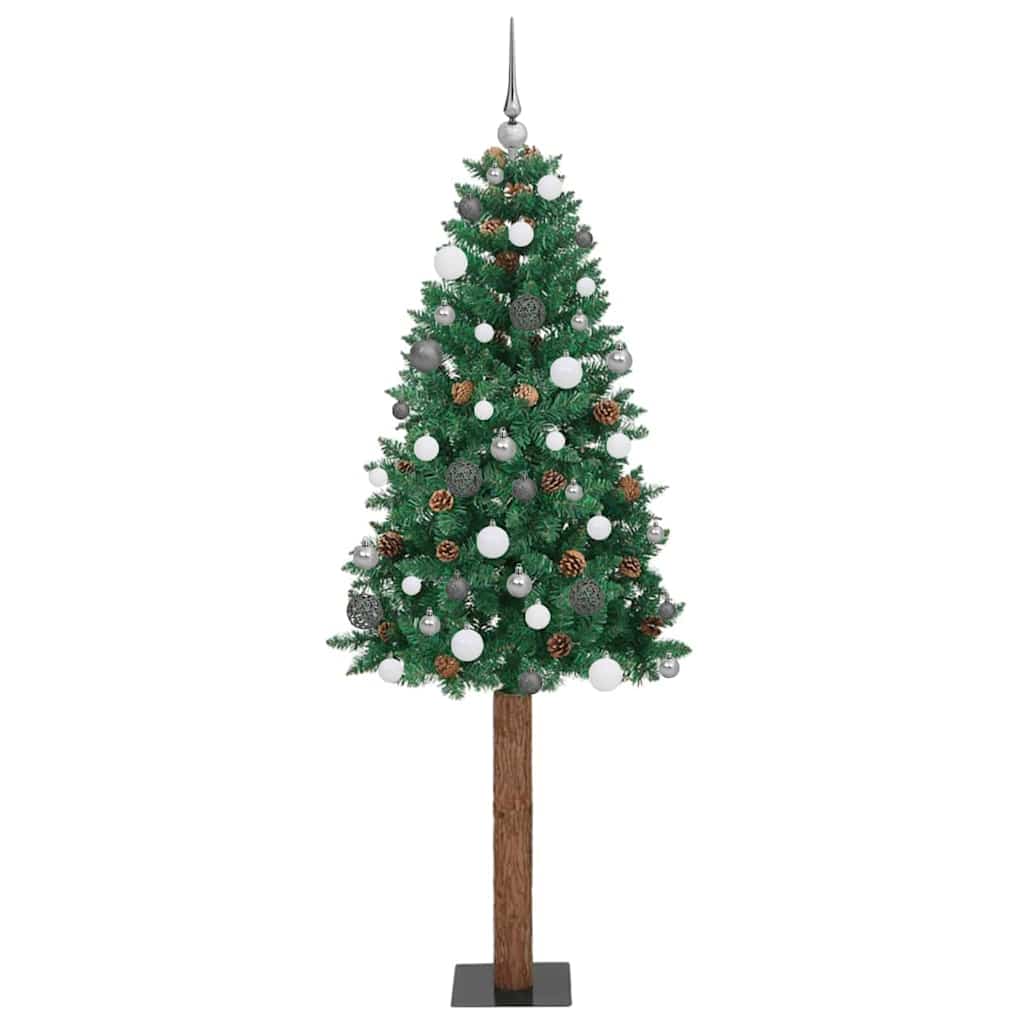 vidaXL Sapin de Noël étroit 300 LED avec support Vert 210 cm