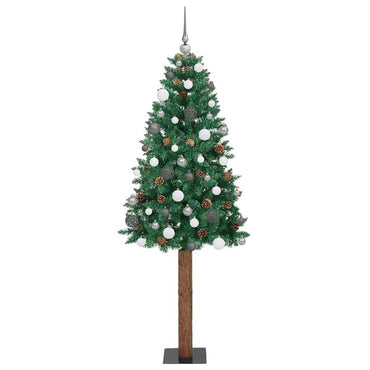 vidaXL Sapin de Noël étroit 300 LED avec support Vert 210 cm