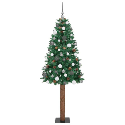 vidaXL Sapin de Noël étroit 300 LED avec support Vert 210 cm