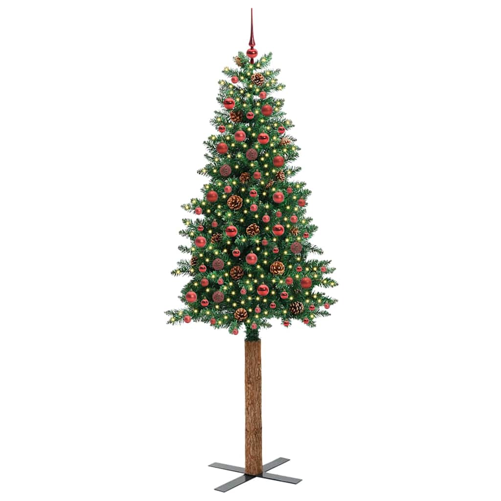 Schlanker Weihnachtsbaum mit 300 LEDs mit Ständer Grün 210 cm