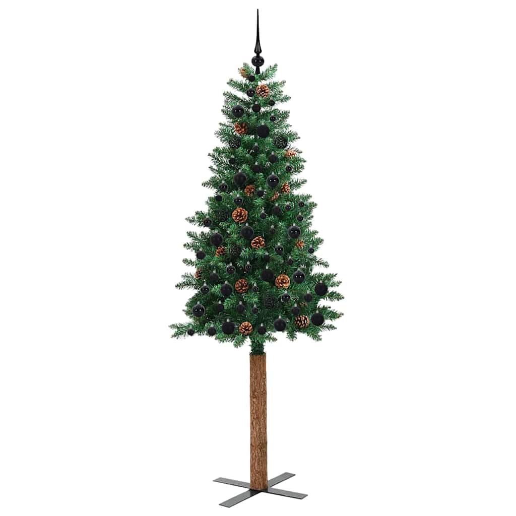 vidaXL Sapin de Noël étroit avec 300 LED et support Vert 210 cm