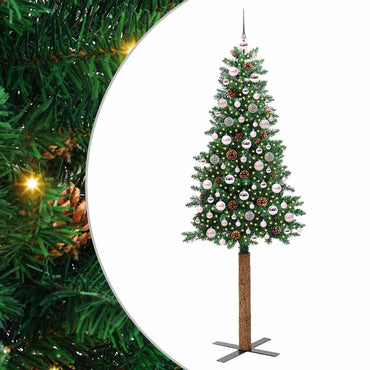 vidaXL Sapin de Noël étroit 300 LED avec support Vert 210 cm