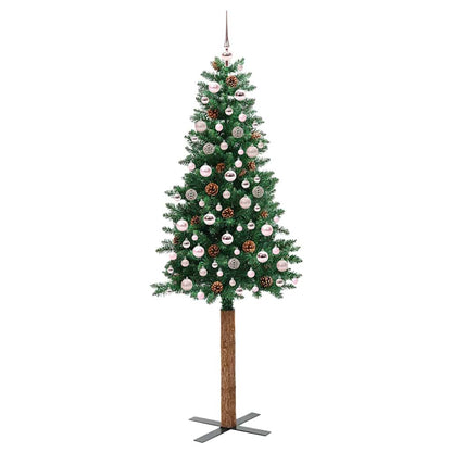 Schlanker Weihnachtsbaum mit 300 LEDs mit Ständer Grün 210 cm