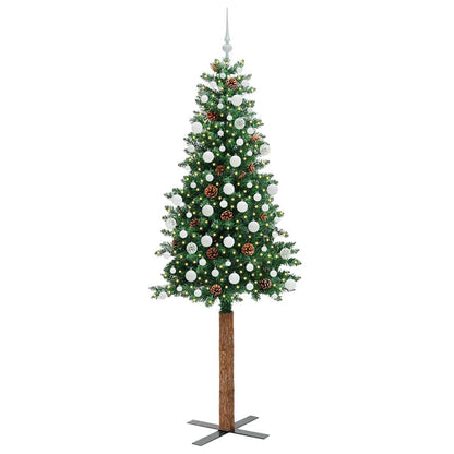vidaXL Sapin de Noël étroit 300 LED avec support Vert 210 cm
