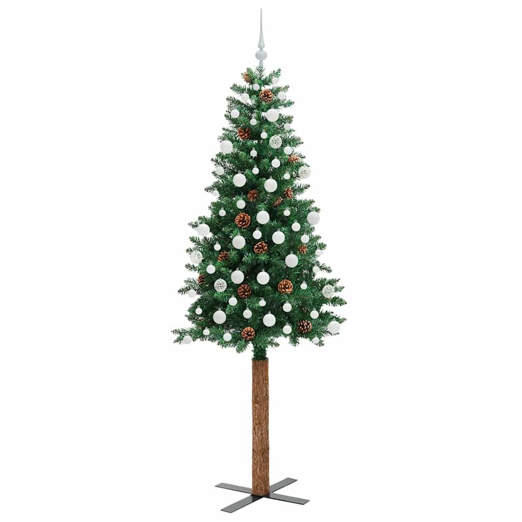 vidaXL Sapin de Noël étroit 300 LED avec support Vert 210 cm