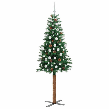 vidaXL Sapin de Noël étroit 300 LED avec support Vert 210 cm