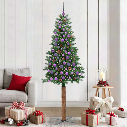 vidaXL Sapin de Noël étroit 300 LED avec support Vert 210 cm