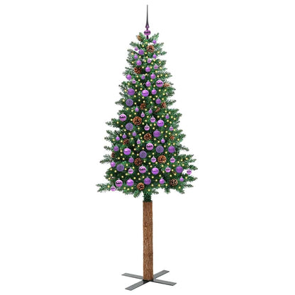 vidaXL Sapin de Noël étroit 300 LED avec support Vert 210 cm