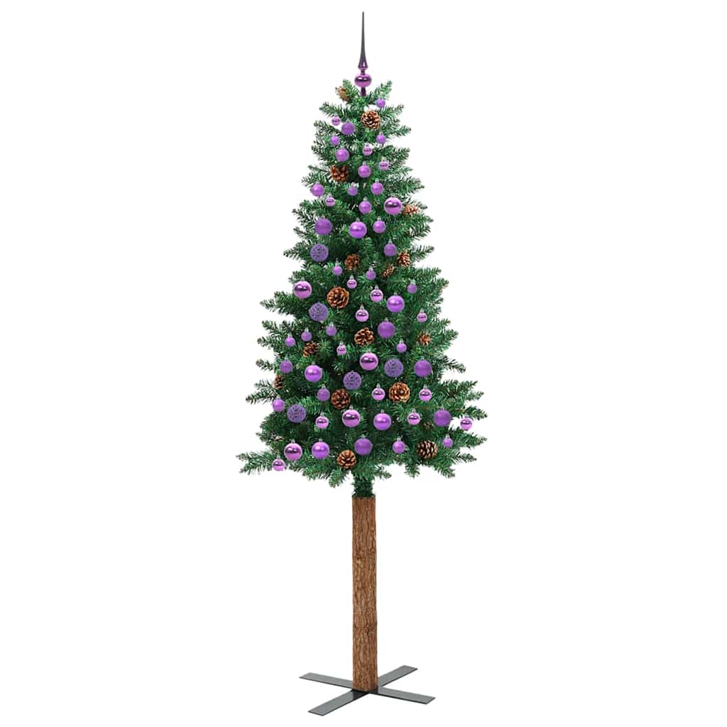 vidaXL Sapin de Noël étroit 300 LED avec support Vert 210 cm