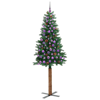 vidaXL Sapin de Noël étroit 300 LED avec support Vert 210 cm