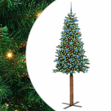 vidaXL Sapin de Noël étroit 300 LED avec support Vert 210 cm