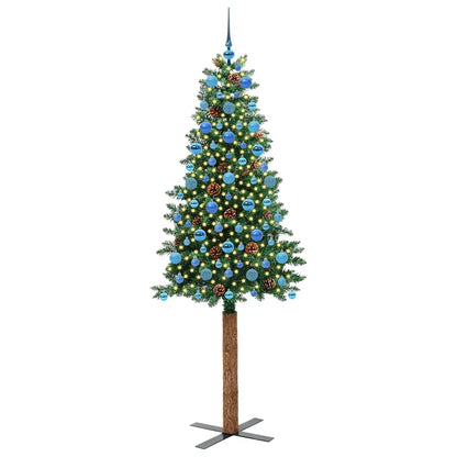 Schlanker Weihnachtsbaum mit 300 LEDs mit Ständer Grün 210 cm
