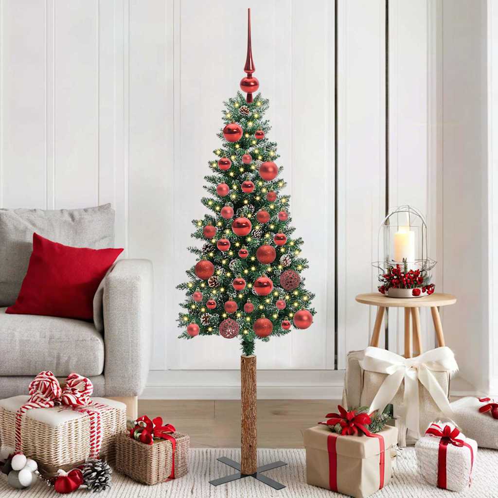 vidaXL Schlanker Weihnachtsbaum mit 150 LEDs mit Ständer Grün 150 cm