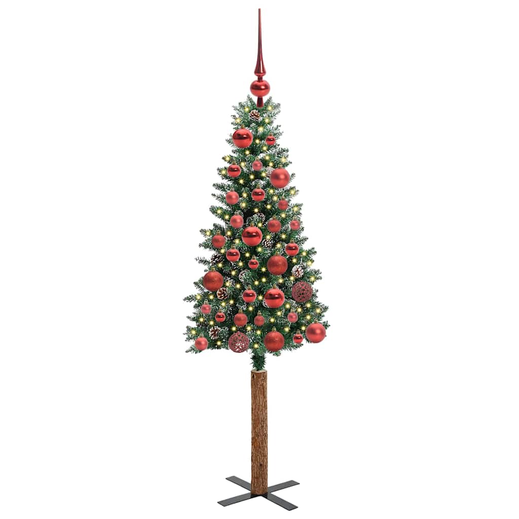 vidaXL Schlanker Weihnachtsbaum mit 150 LEDs mit Ständer Grün 150 cm