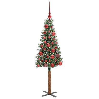 vidaXL Schlanker Weihnachtsbaum mit 150 LEDs mit Ständer Grün 150 cm