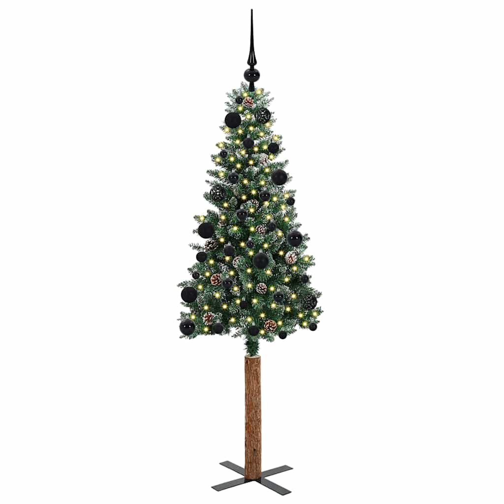 vidaXL Schlanker Weihnachtsbaum mit 150 LEDs mit Ständer Grün 150 cm