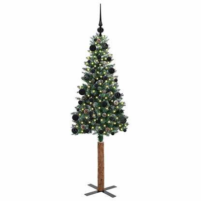 vidaXL Schlanker Weihnachtsbaum mit 150 LEDs mit Ständer Grün 150 cm