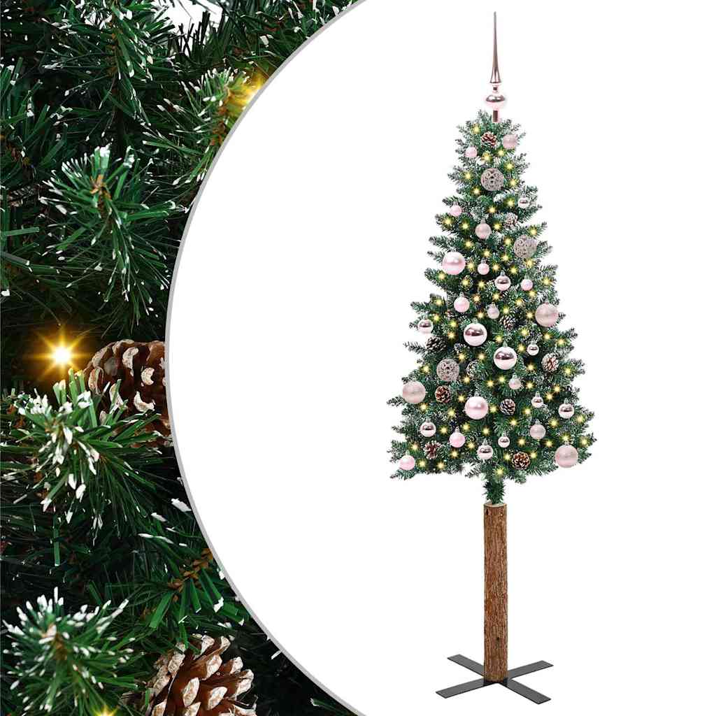 Schlanker Weihnachtsbaum mit 150 LEDs mit Ständer Grün 150 cm