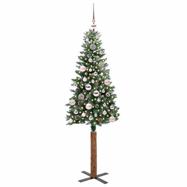 vidaXL Schlanker Weihnachtsbaum mit 150 LEDs mit Ständer Grün 150 cm