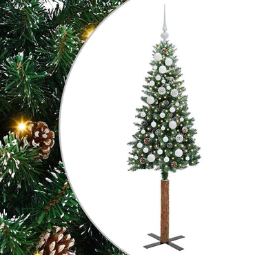 vidaXL Schlanker Weihnachtsbaum mit 150 LEDs mit Ständer Grün 150 cm