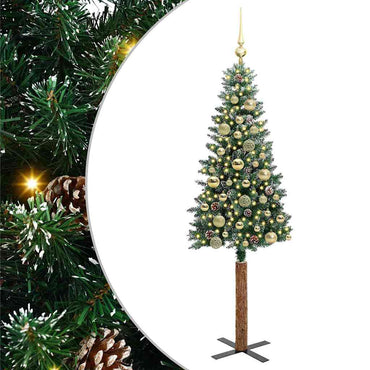vidaXL Schlanker Weihnachtsbaum mit 150 LEDs mit Ständer Grün 150 cm