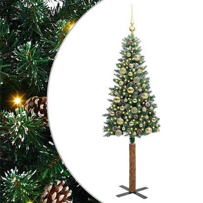 vidaXL Schlanker Weihnachtsbaum mit 150 LEDs mit Ständer Grün 150 cm