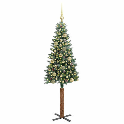 vidaXL Schlanker Weihnachtsbaum mit 150 LEDs mit Ständer Grün 150 cm