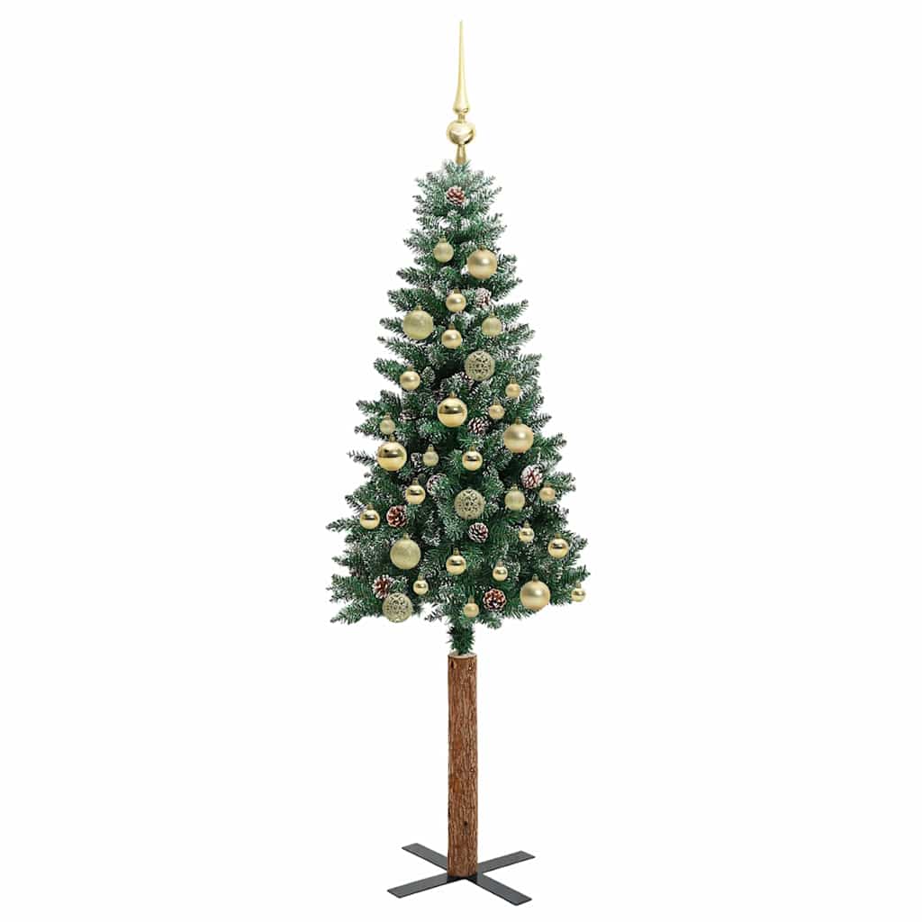 vidaXL Schlanker Weihnachtsbaum mit 150 LEDs mit Ständer Grün 150 cm