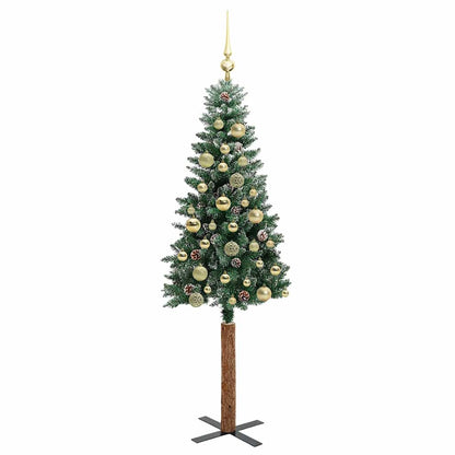 vidaXL Schlanker Weihnachtsbaum mit 150 LEDs mit Ständer Grün 150 cm