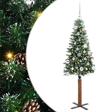 vidaXL Schlanker Weihnachtsbaum mit 150 LEDs mit Ständer Grün 150 cm