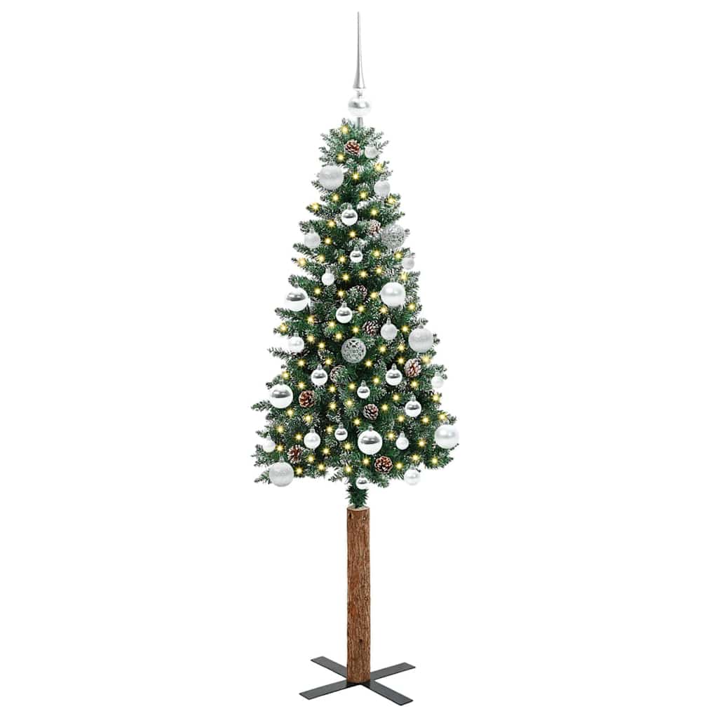 vidaXL Schlanker Weihnachtsbaum mit 150 LEDs mit Ständer Grün 150 cm